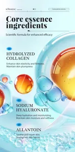 Close-up detail of core essence ingredients including collagen and sodium hyaluronate