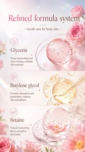 Detailed scientific ingredient infographic for butt scrub with glycerin and betaine
