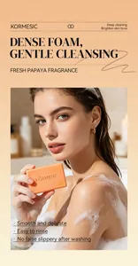 KORMESIC papaya soap bar for deep cleaning and moisturizing in a luxurious bath scene