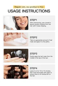 Detailed usage guide for moisturizing protein hair mask showing step-by-step application