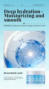Detail view of KORMESIC hyaluronic acid capsule cream with macro hydration texture.