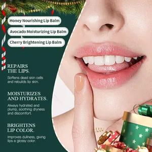 Detailed macro shot of hydrating cherry lip balm effect for the festive Christmas season