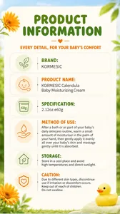 Detailed product information for KORMESIC Calendula Baby Moisturizing Cream 60g.