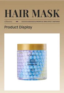 Professional detail view of KORMESIC triple effect argan oil hair mask in a 300g jar
