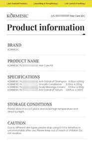 Produktdetails und Spezifikationen für das KORMESIC Haarpflegeset inklusive Shampoo und Spülung