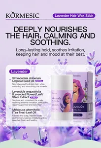 Dettaglio ingredienti dello stick di cera per capelli alla lavanda per nutrire i capelli.