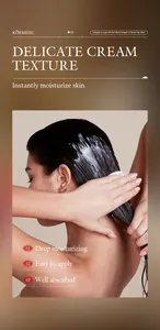Detailed view of model applying KORMESIC collagen argan oil hair mask for smooth hair.