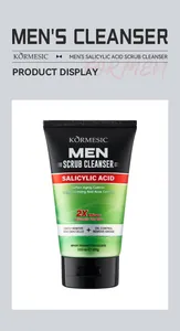 Detailed view of KORMESIC Men's Salicylic Acid Scrub Cleanser tube and features