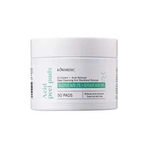 Vue détaillée des tampons peeling KORMESIC avec 2% d'acide salicylique et 30% glycolique