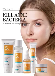 KORMESIC 5% benzoyl peroxide acne treatment set showing multiple skincare products