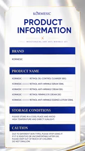 Detailed product information and specifications for KORMESIC Retinol Anti-Wrinkle Skincare Set