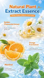 Extractos vegetales naturales para higiene bucal infantil con manzanilla, naranja y mentol