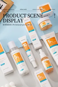 KORMESIC facial skincare set featuring 5% and 10% benzoyl peroxide for acne care treatment
