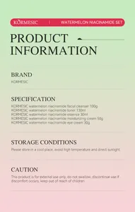 KORMESIC Watermelon Niacinamide Skincare Set details showing specifications and usage