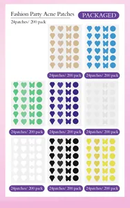 Cerotti per acne colorati a forma di cuore, farfalla e cerchio per feste e party.