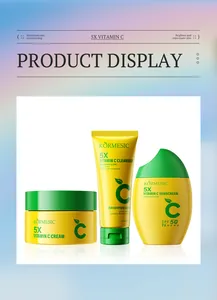 Vitamin C skincare set including facial cleanser, moisturizing cream and SPF 50 sunscreen