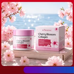 KORMESIC Cherry Blossom Collagen Face Cream Moisturizing Hydrating Brightening Anti Wrinkle Skin Care Set Body Lotion Cleanser