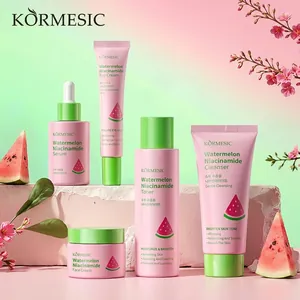 KORMESIC Watermelon Niacinamide Skincare Set For Face Hydrating Brightening Moisturizing Toner Serum Cream Cleanser Eye Cream