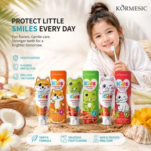 Pasta de dientes con flúor KORMESIC para niños con diseños de animales y frutas