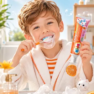 Pasta de dientes KORMESIC sabor naranja para niños de 3-6 años caries total