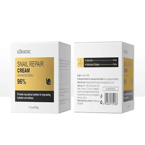 Detailansicht der KORMESIC Schnecken-Reparaturcreme-Verpackung mit Inhaltsstoffen und Infos.