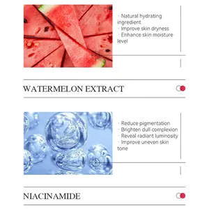 Watermelon extract and niacinamide ingredients for skin hydration and brightening.