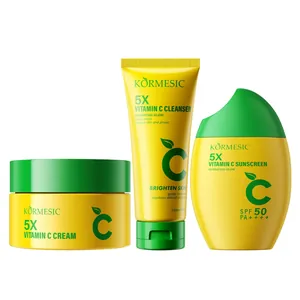 KORMESIC Vitamin C facial skincare set including cleanser, cream and SPF 50 sunscreen