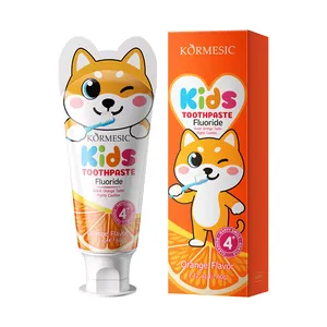 Pasta de dientes para niños KORMESIC con flúor sabor naranja y dibujo de Shiba Inu