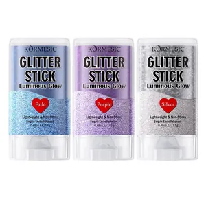 Ensemble trio de sticks enlumineurs pailletés KORMESIC en bleu violet et nuances argentées