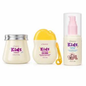 KORMESIC kids skincare set includes face cream, sunscreen, and moisturizing lotion for daily use
