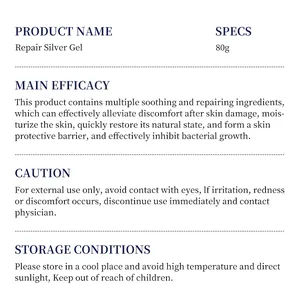 Detailinformationen zur Hauptwirksamkeit und den Spezifikationen von Repair Silver Gel.