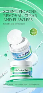 Detailed macro view of KORMESIC salicylic acid acne and oil-control pads with lab props.