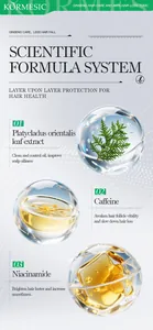 Gedetailleerd overzicht van KORMESIC haarserum ingrediënten zoals cafeïne