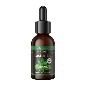 Natürliches Rizinusöl Wimpernserum von KORMESIC in Braunglasflasche mit Präzisionspipette