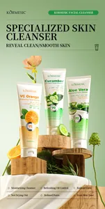 KORMESIC botanical facial cleansers featuring aloe vera, cucumber and orange extracts.