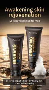 KORMESIC coffee and ginseng men's facial cleanser 5-in-1 shown on sunset background