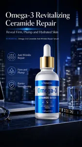Sérum antiarrugas KORMESIC Omega-3 y ceramida en una escena nocturna de calidad superior.