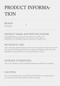Comprehensive product information and usage guide for KORMESIC facial serum capsules