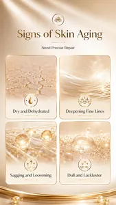 Detailed illustration of skin aging signs like fine lines for precise serum repair.