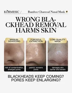 Dettaglio del maschera nasale KORMESIC al carbone che mostra i danni della rimozione errata.