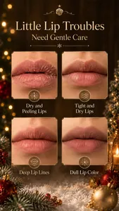 Comparison of common lip concerns including dryness, peeling, lines, and dull color.