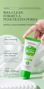 Close-up detail showing Kormesic salicylic acid facial cleanser for acne and oil control.