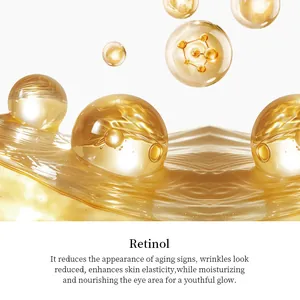 Nahaufnahme von goldenen Retinol-Bläschen und feuchtigkeitsspendender Textur