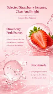 Vista dettagliata di estratto di fragola e niacinamide per maschera illuminante pelle