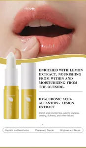 Detail of KORMESIC lemon lip balm with hyaluronic acid for hydrating and nourishing.