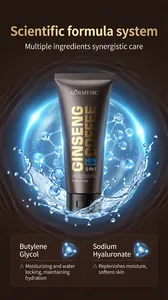 Detail of KORMESIC ginseng coffee men's cleanser tube with ingredient benefits