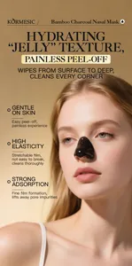 Dettaglio della maschera nasale al carbone di bambù che mostra la texture gelatinosa nera