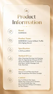 Detailed product info and usage for KORMESIC Caviar & Black Truffle Anti-Aging Serum