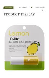 Detailed view of KORMESIC lemon lip balm in its moisturizing blister card packaging