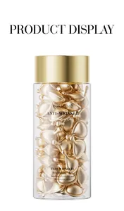 Detailed view of KORMESIC anti-wrinkle facial serum capsules in a gold-capped jar